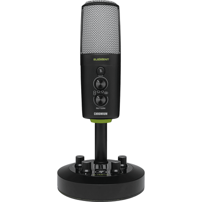 Mackie EM-CHROMIUM USB Condenser Microphone with 2-channel Mixer | 4 Selectable Polar Patterns | 1/4" Instrument Input | 1/8" Stereo Input | Headphone Output | 16-bit/48kHz Conversion