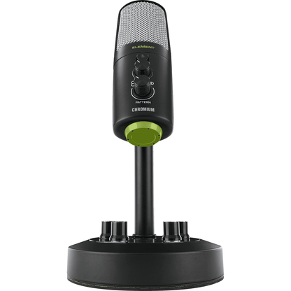 Mackie EM-CHROMIUM USB Condenser Microphone with 2-channel Mixer | 4 Selectable Polar Patterns | 1/4" Instrument Input | 1/8" Stereo Input | Headphone Output | 16-bit/48kHz Conversion