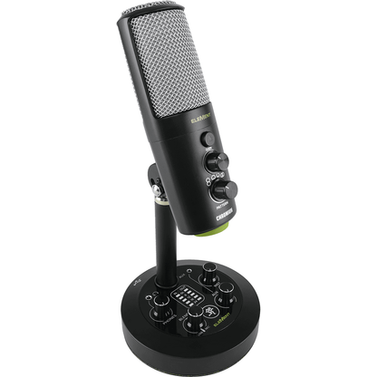 Mackie EM-CHROMIUM USB Condenser Microphone with 2-channel Mixer | 4 Selectable Polar Patterns | 1/4" Instrument Input | 1/8" Stereo Input | Headphone Output | 16-bit/48kHz Conversion