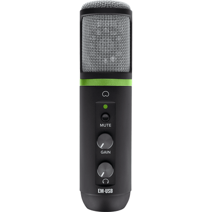 Mackie EM-USB USB Condenser Microphone | USB Microphone with Gain, Mute, and Headphone Volume Controls | Tabletop Tripod | Microphone Clip | Including Recording Software
