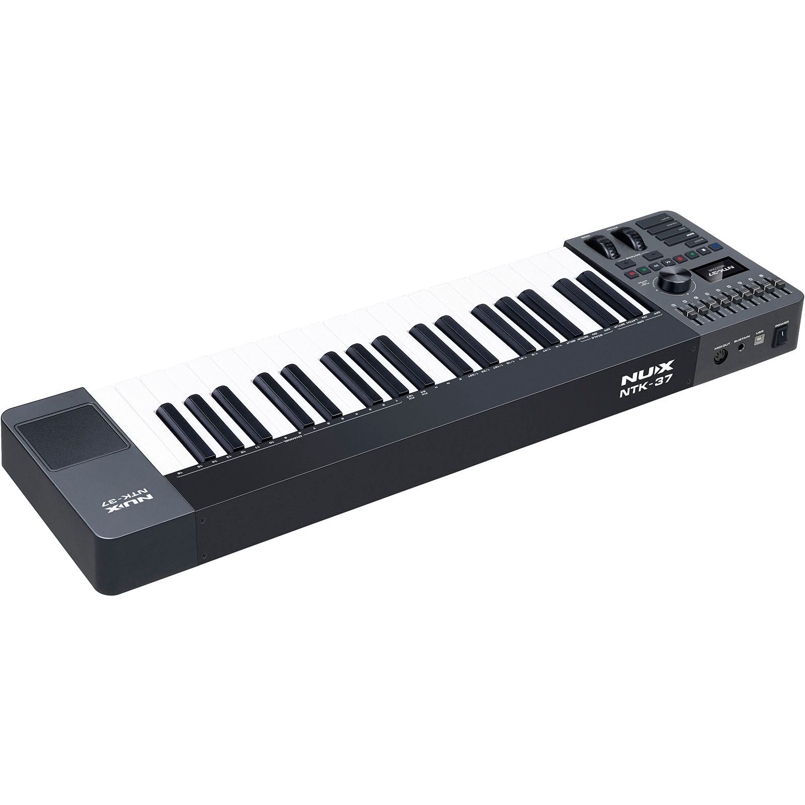 NUX NTK-37 MIDI Master Keyboard | 37-Key Keyboard with 9 Faders and 8 Potentiometers | Included Software