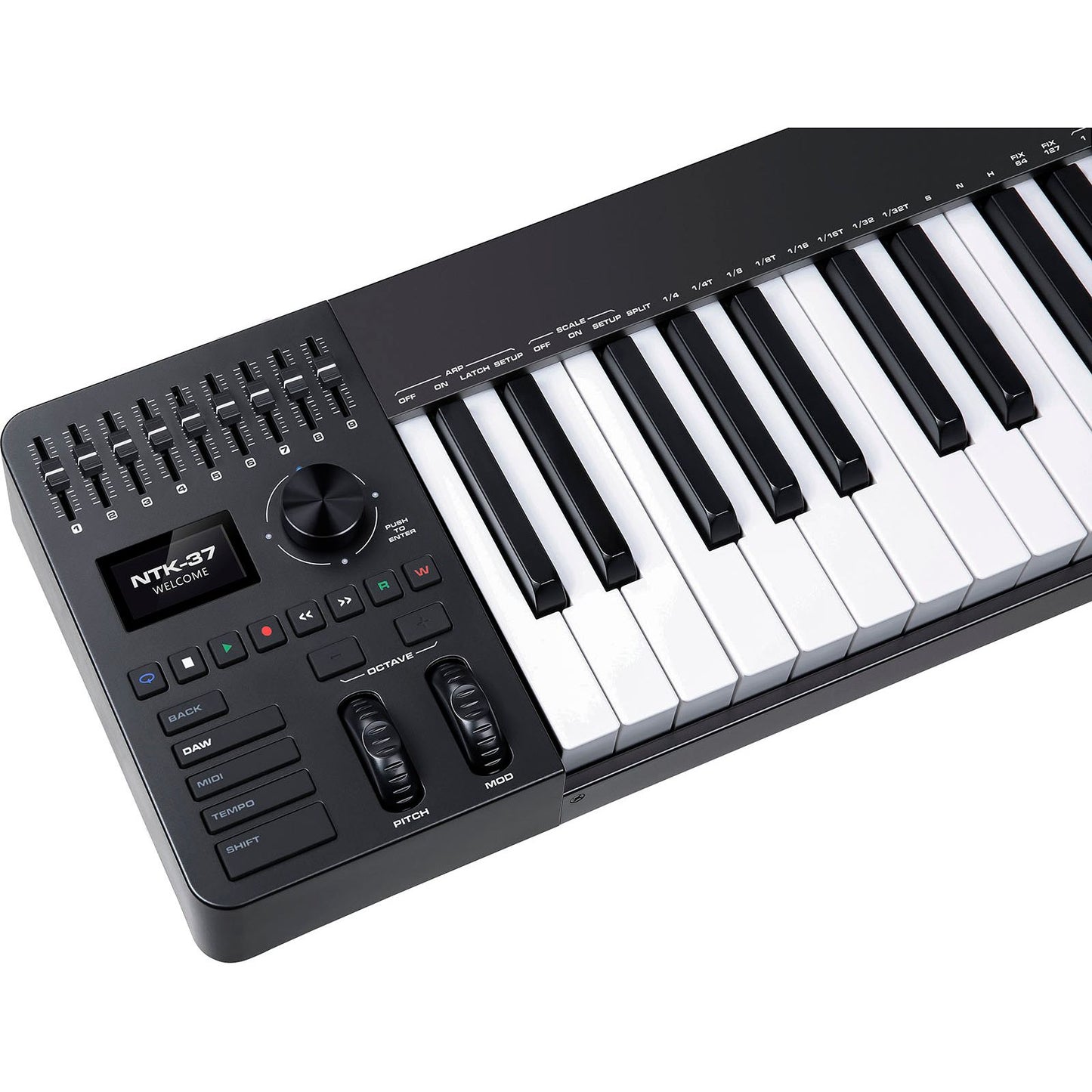 NUX NTK-37 MIDI Master Keyboard | 37-Key Keyboard with 9 Faders and 8 Potentiometers | Included Software