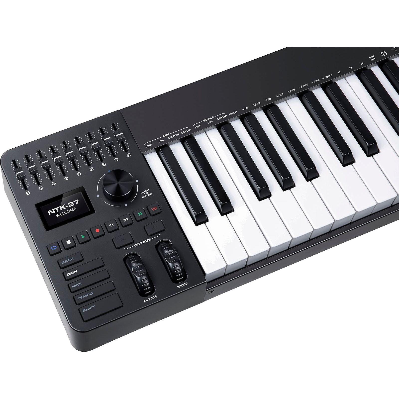 NUX NTK-37 MIDI Master Keyboard | 37-Key Keyboard with 9 Faders and 8 Potentiometers | Included Software
