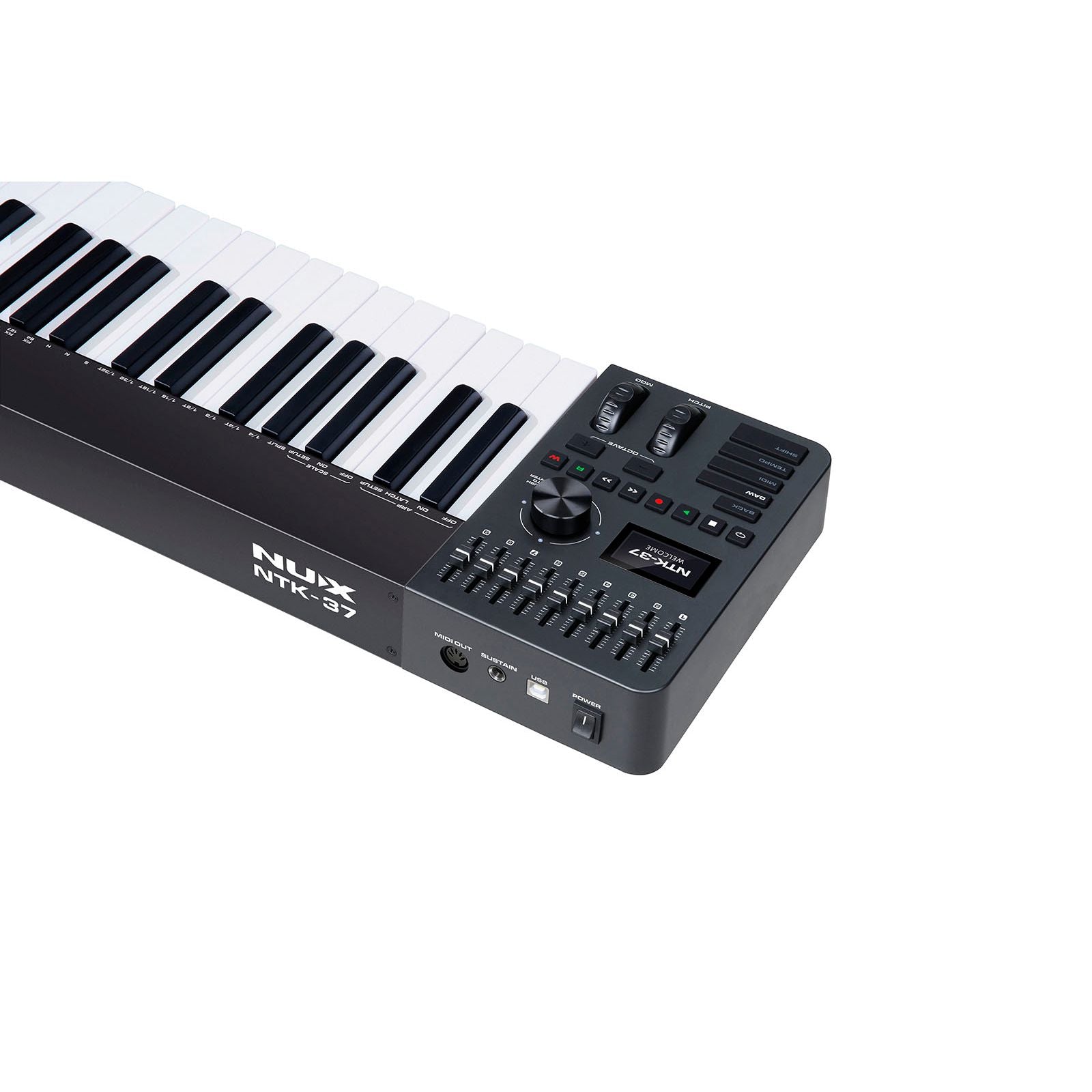 NUX NTK-37 MIDI Master Keyboard | 37-Key Keyboard with 9 Faders and 8 Potentiometers | Included Software