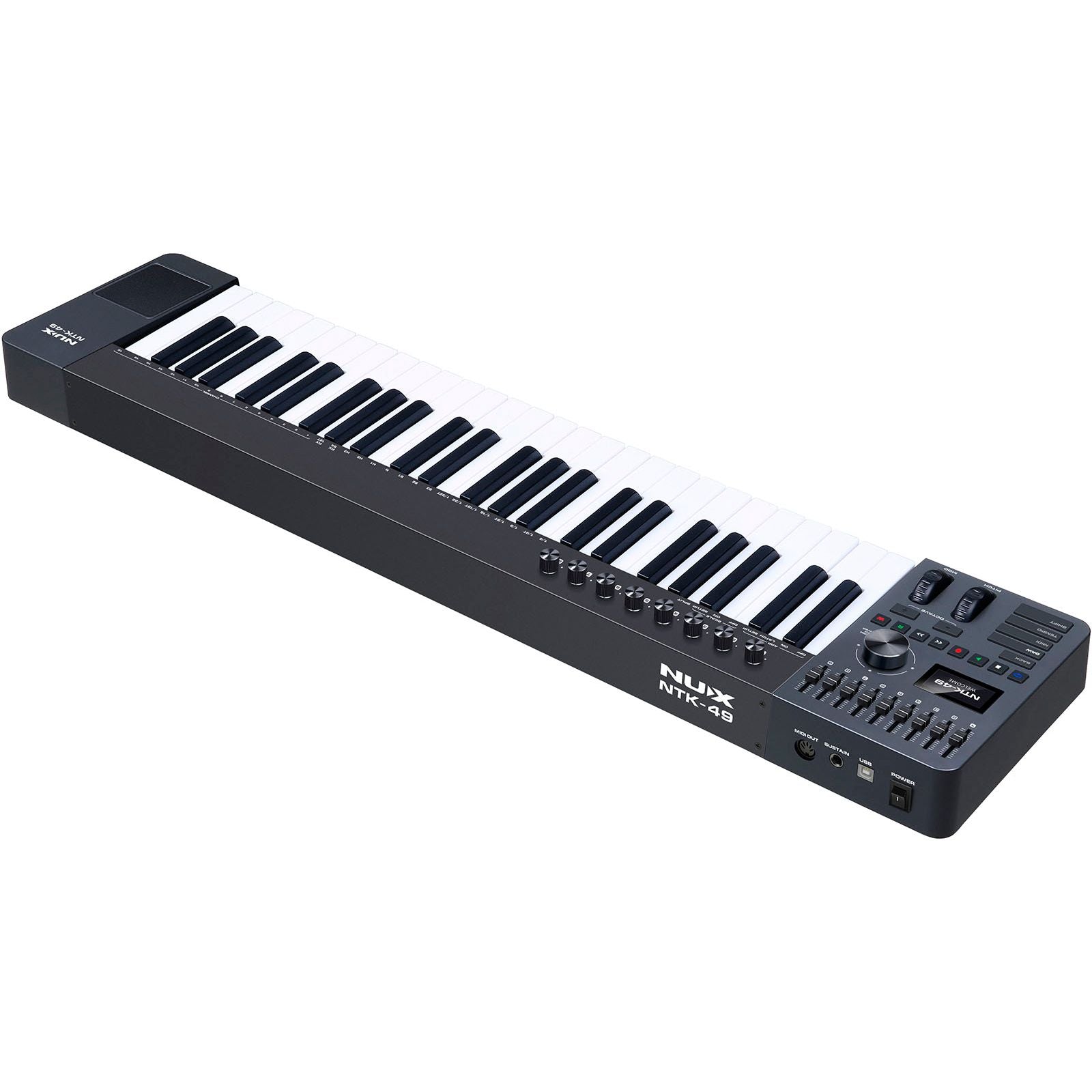 NUX NTK-49 MIDI Master Keyboard | 49-Key Keyboard with 9 Faders and 8 Potentiometers | Included Software