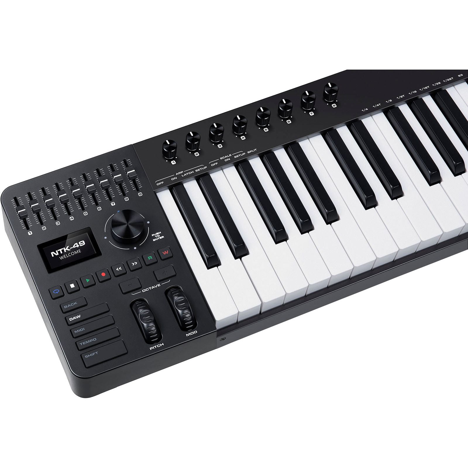 NUX NTK-49 MIDI Master Keyboard | 49-Key Keyboard with 9 Faders and 8 Potentiometers | Included Software