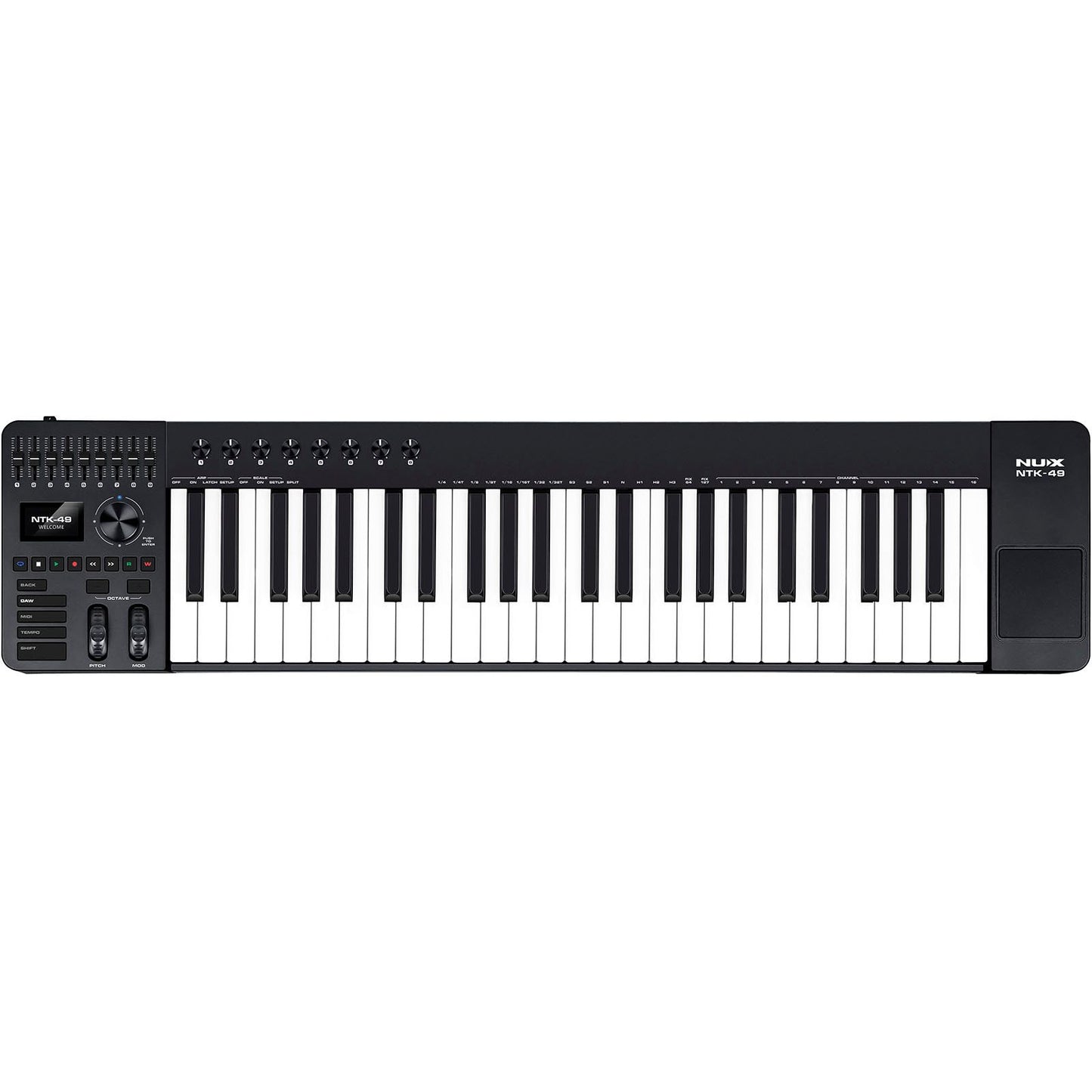 NUX NTK-49 MIDI Master Keyboard | 49-Key Keyboard with 9 Faders and 8 Potentiometers | Included Software