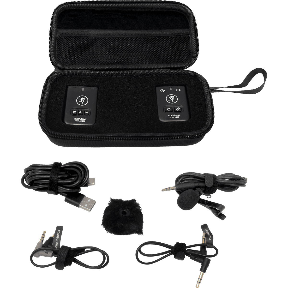 Mackie EleMent Wave LAV Wireless Microphone System | Transmitter & Receiver | Built-in Electret Microphone | Lavalier Microphone | Case & Accessories