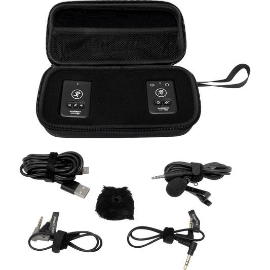 Mackie EleMent Wave LAV Wireless Microphone System | Transmitter & Receiver | Built-in Electret Microphone | Lavalier Microphone | Case & Accessories