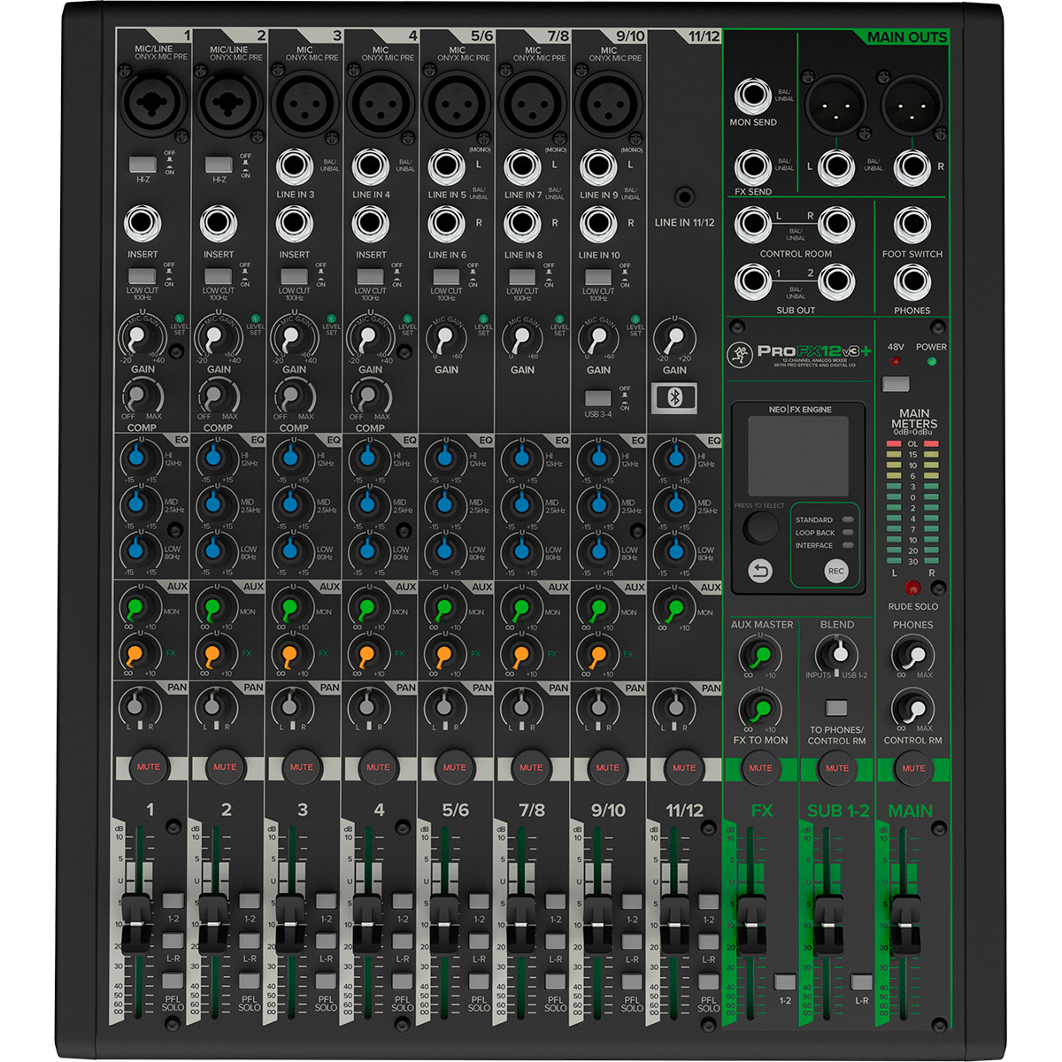Mackie PROFX12V3+ 12-Channel Analog Mixer | Pro Effects and Digital EQ | Bluetooth
