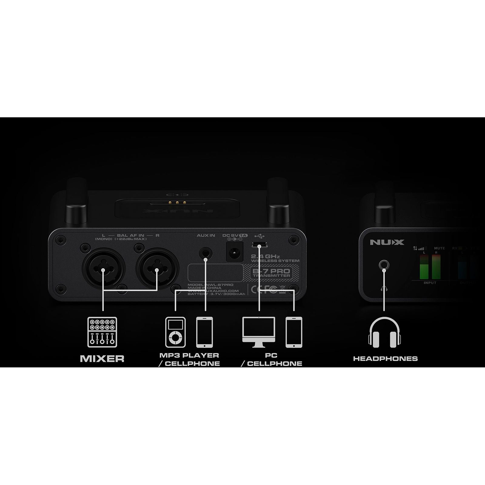 NUX B-7 Pro Wireless In-Ear Monitoring System | 50 Meters Range | 2.4GHz