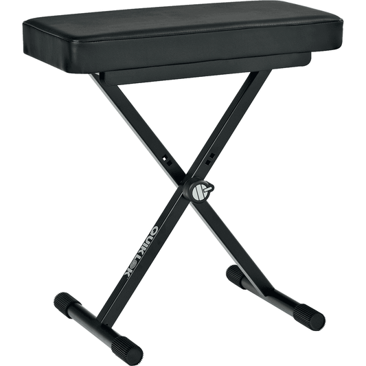 QuikLok BX8 Black Piano Bench with Leather Seat and Adjustable Height | TQM BX8