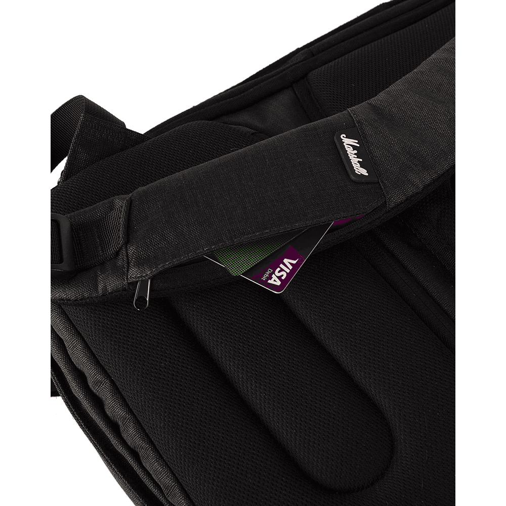 Marshall City Rocker Backpack | Black, White Logo, USB port, Laptop Compartment