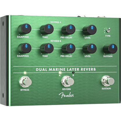 Dual Marine Layer Reverb by Fender | 2 Channel Reverb Effects Pedal | With Sustain Footswitch